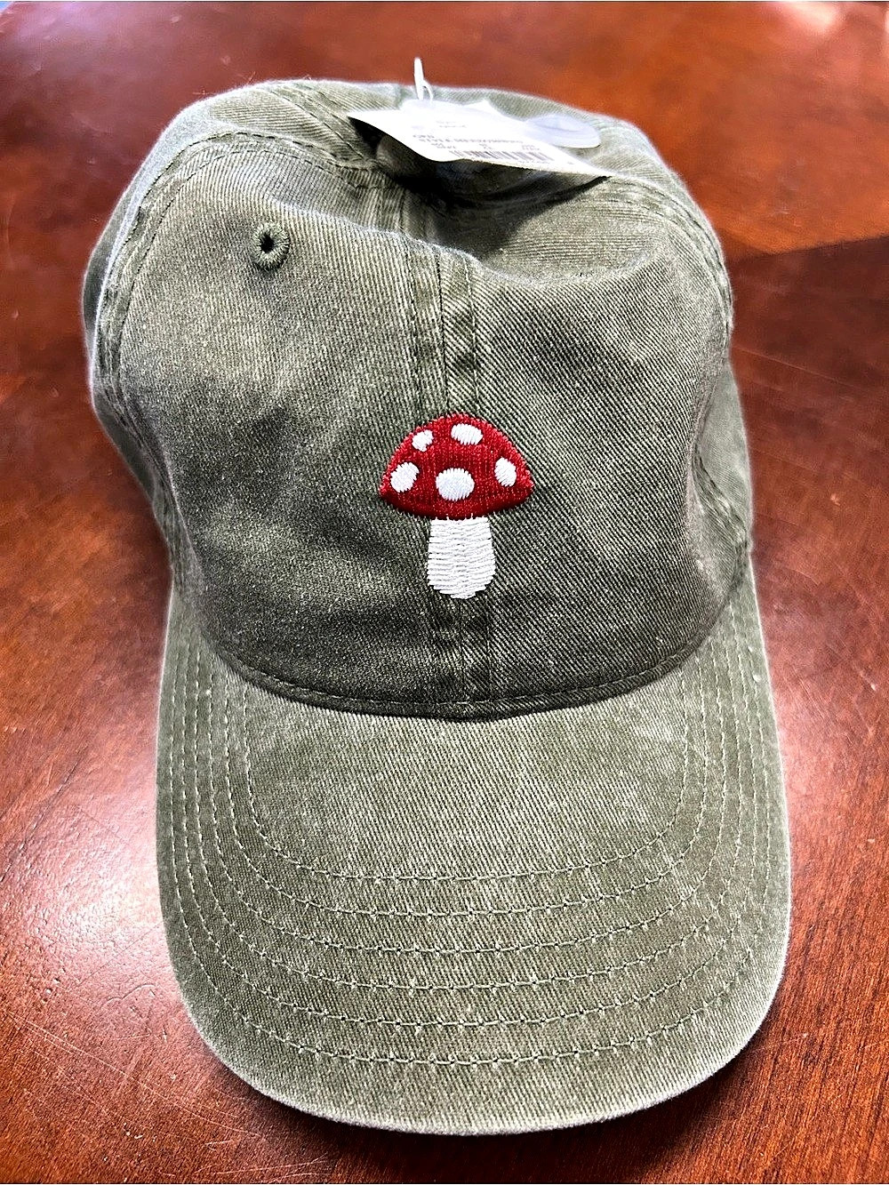 Green Mushroom Embroidered Baseball Cap NWT
